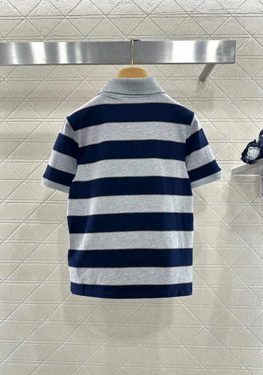Striped Collared Short-Sleeve T-Shirt