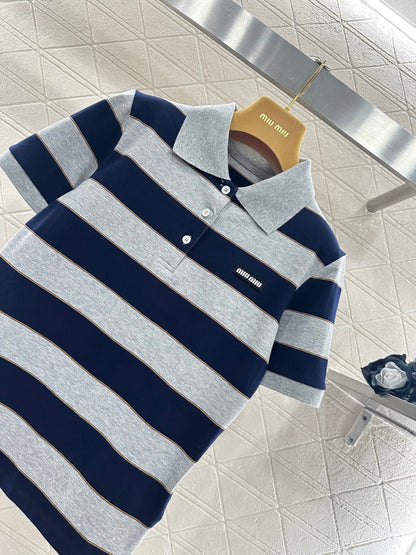 Striped Collared Short-Sleeve T-Shirt
