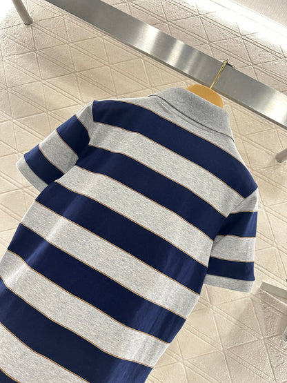 Striped Collared Short-Sleeve T-Shirt