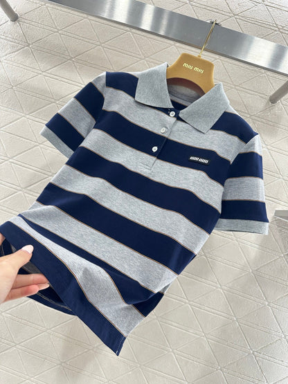 Striped Collared Short-Sleeve T-Shirt