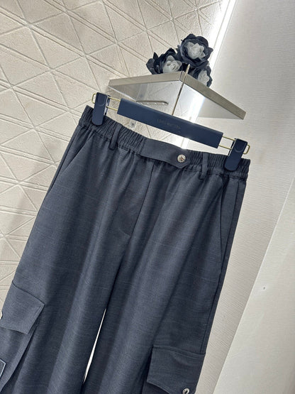 Cargo Wide-Leg Straight-Leg Pants