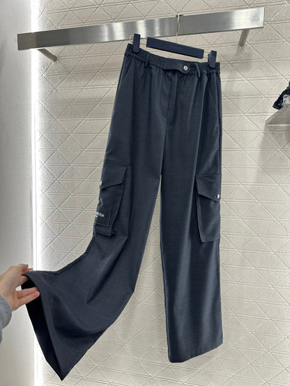 Cargo Wide-Leg Straight-Leg Pants