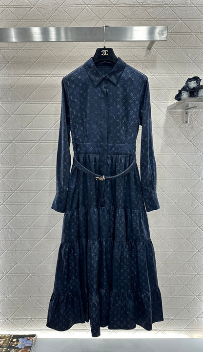 Printed Belted Shirt Dress