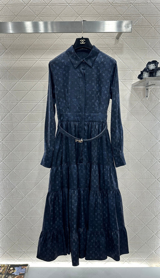 Printed Belted Shirt Dress