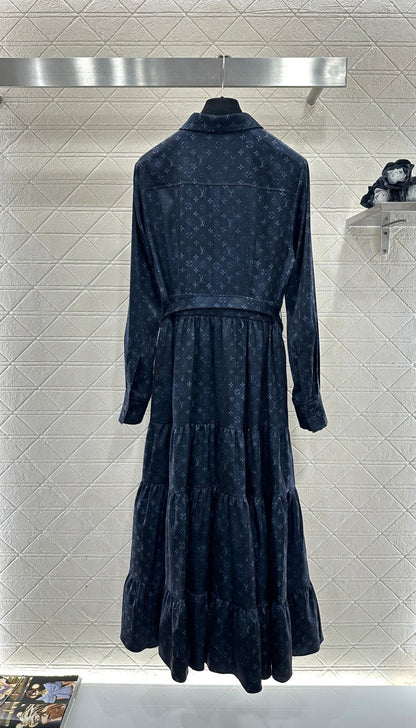 Printed Belted Shirt Dress