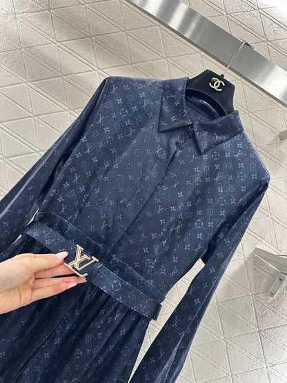 Printed Belted Shirt Dress