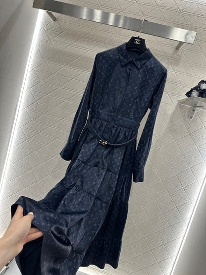 Printed Belted Shirt Dress