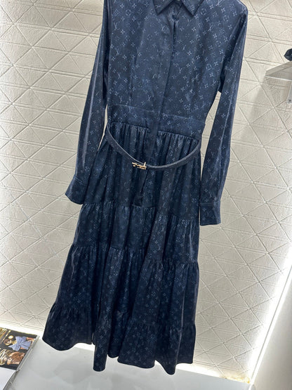 Printed Belted Shirt Dress