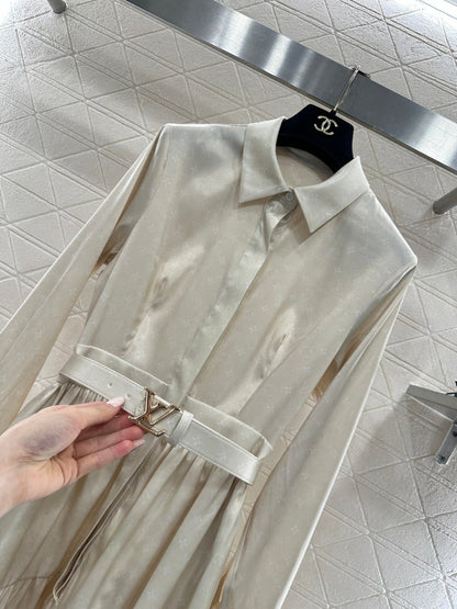 Printed Belted Shirt Dress