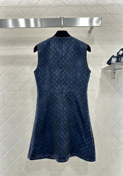 Printed Button-Down Vest Dress
