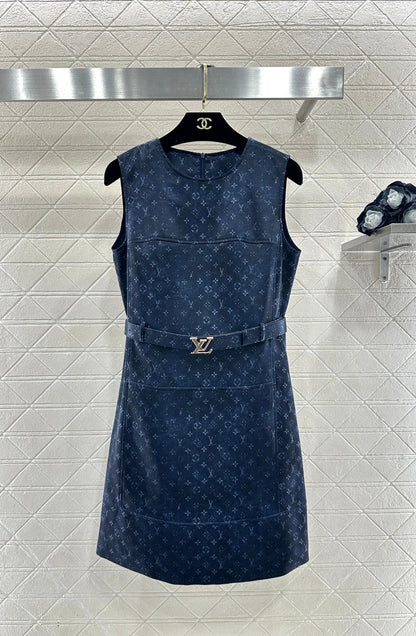 Printed Belt Vest Dress