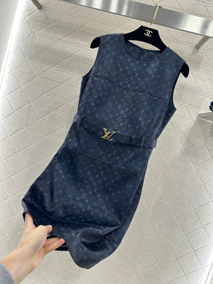 Printed Belt Vest Dress