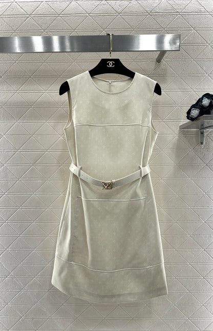 Printed Belt Vest Dress