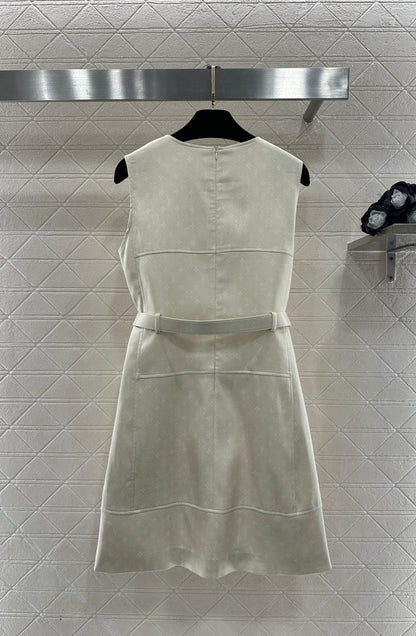 Printed Belt Vest Dress