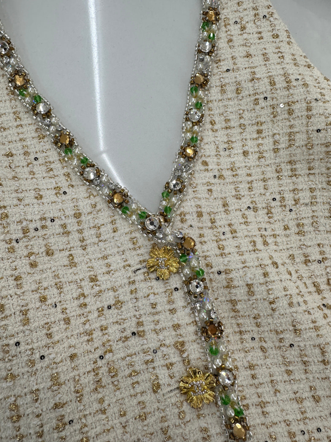 Rhinestone-Trimmed Halter Vest/Skirt
