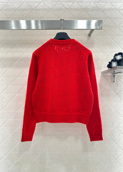 Openwork Letter Knit Cardigan