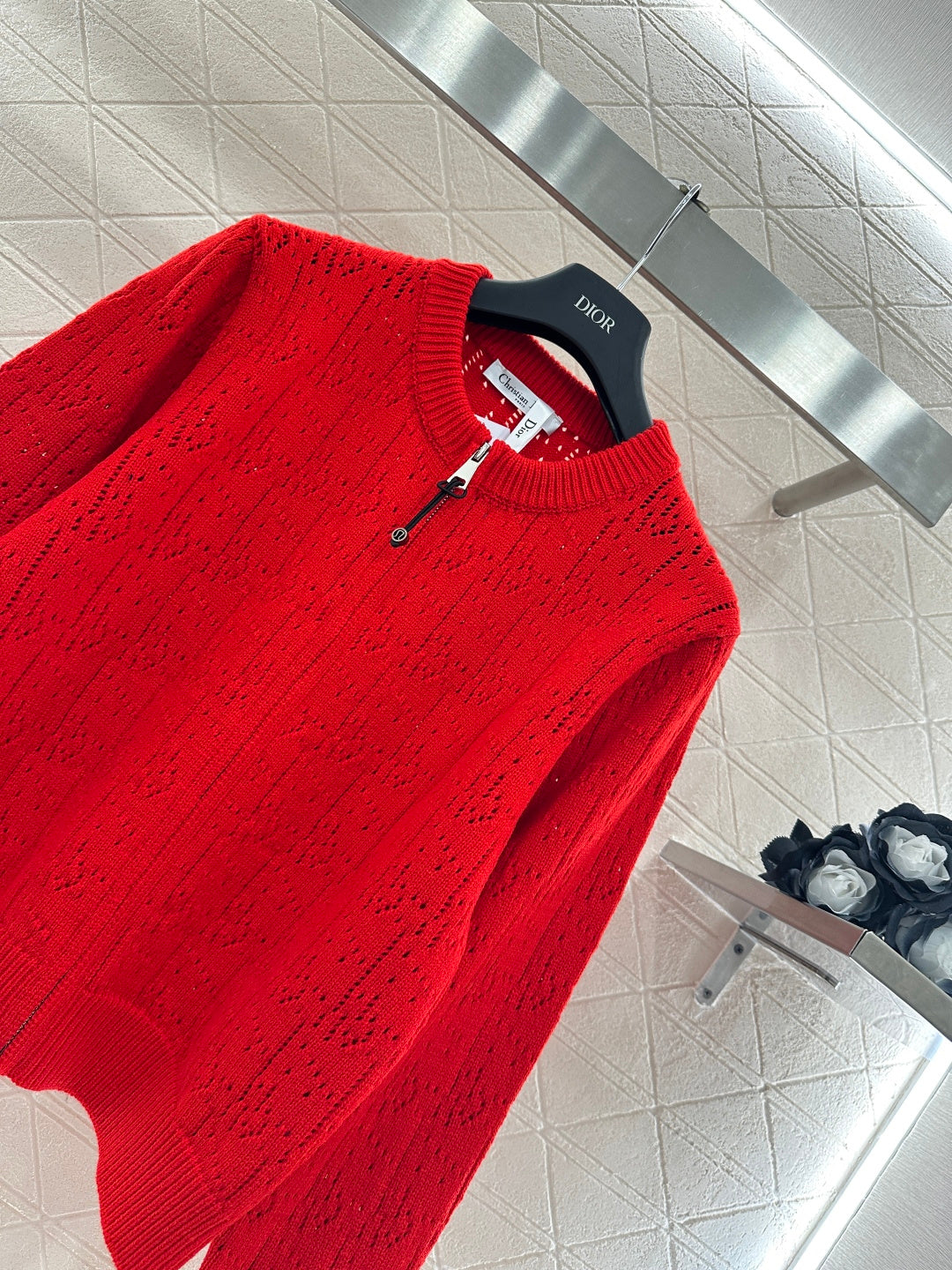 Openwork Letter Knit Cardigan