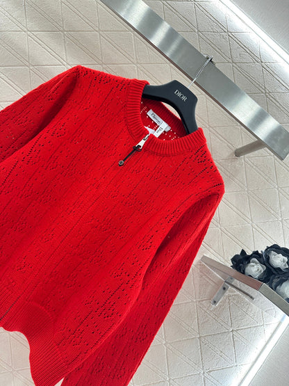 Openwork Letter Knit Cardigan