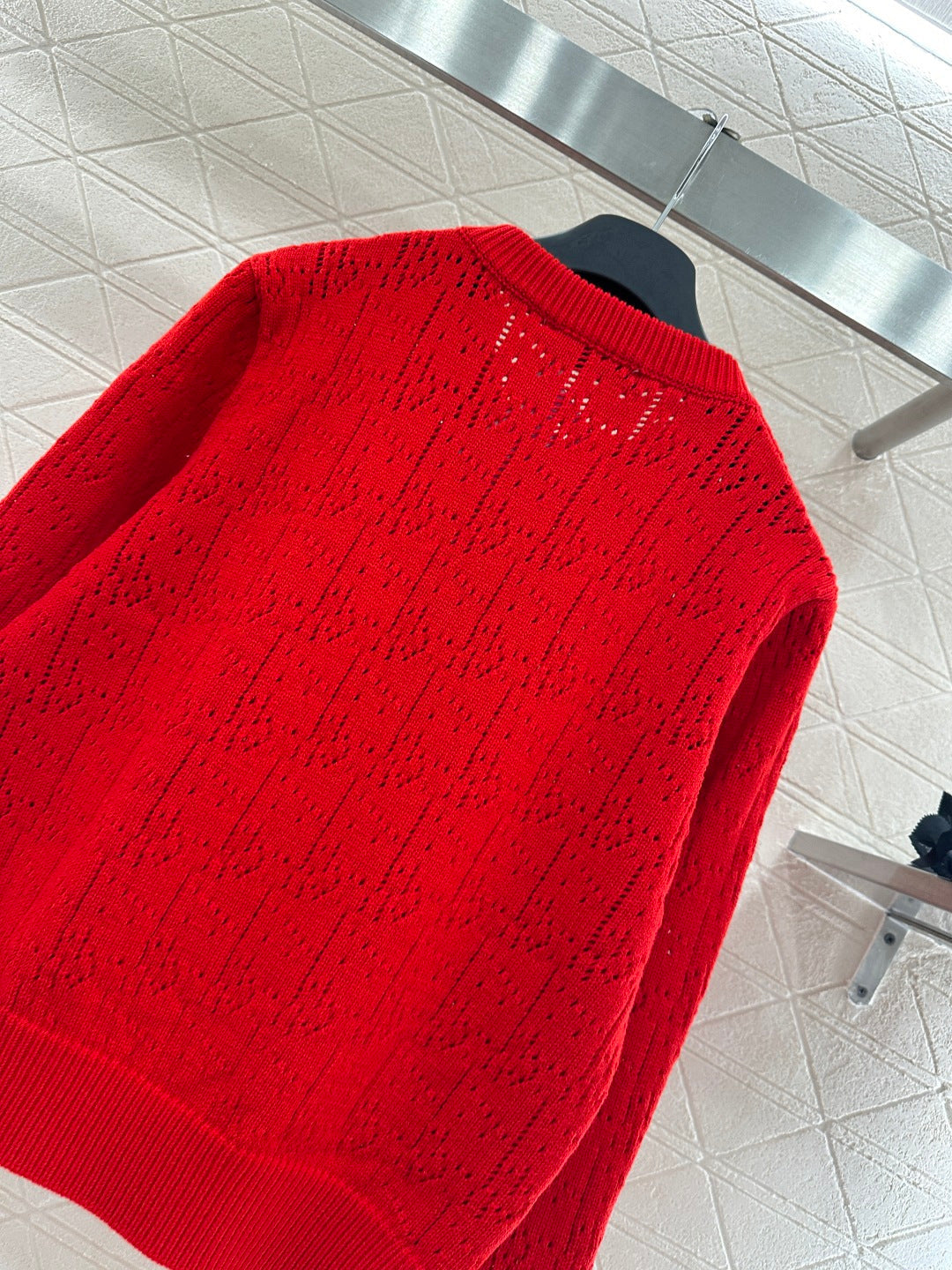 Openwork Letter Knit Cardigan