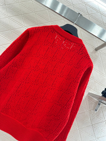 Openwork Letter Knit Cardigan