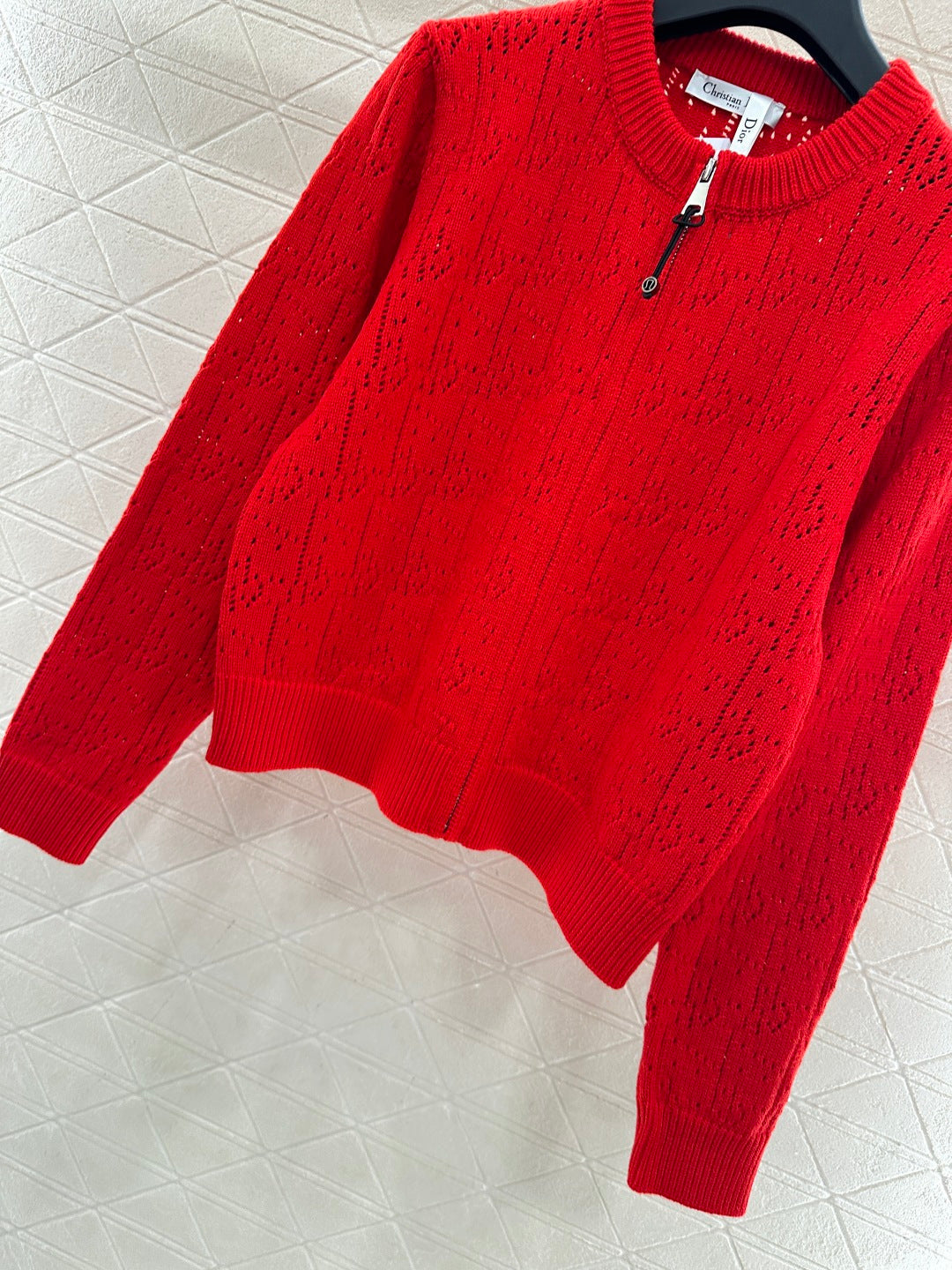 Openwork Letter Knit Cardigan