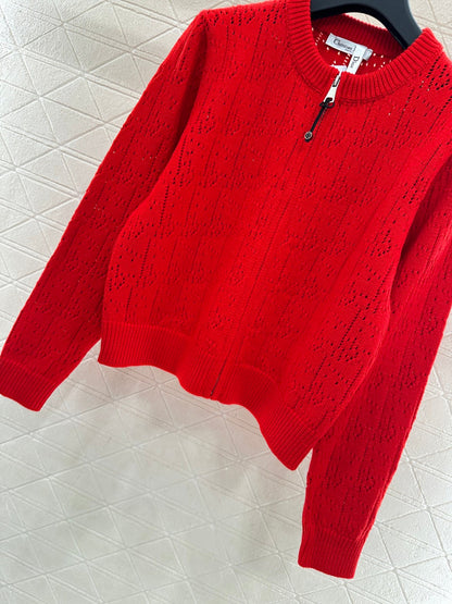 Openwork Letter Knit Cardigan