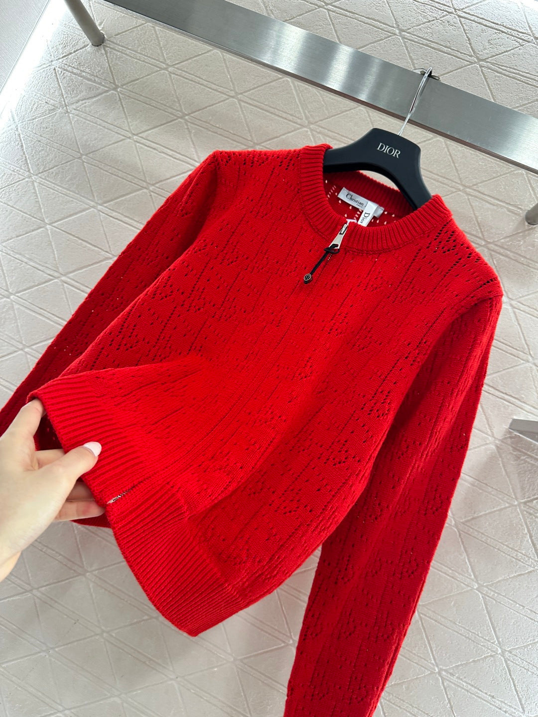 Openwork Letter Knit Cardigan