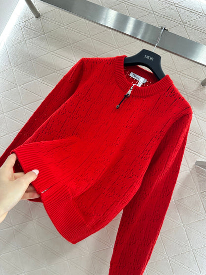 Openwork Letter Knit Cardigan