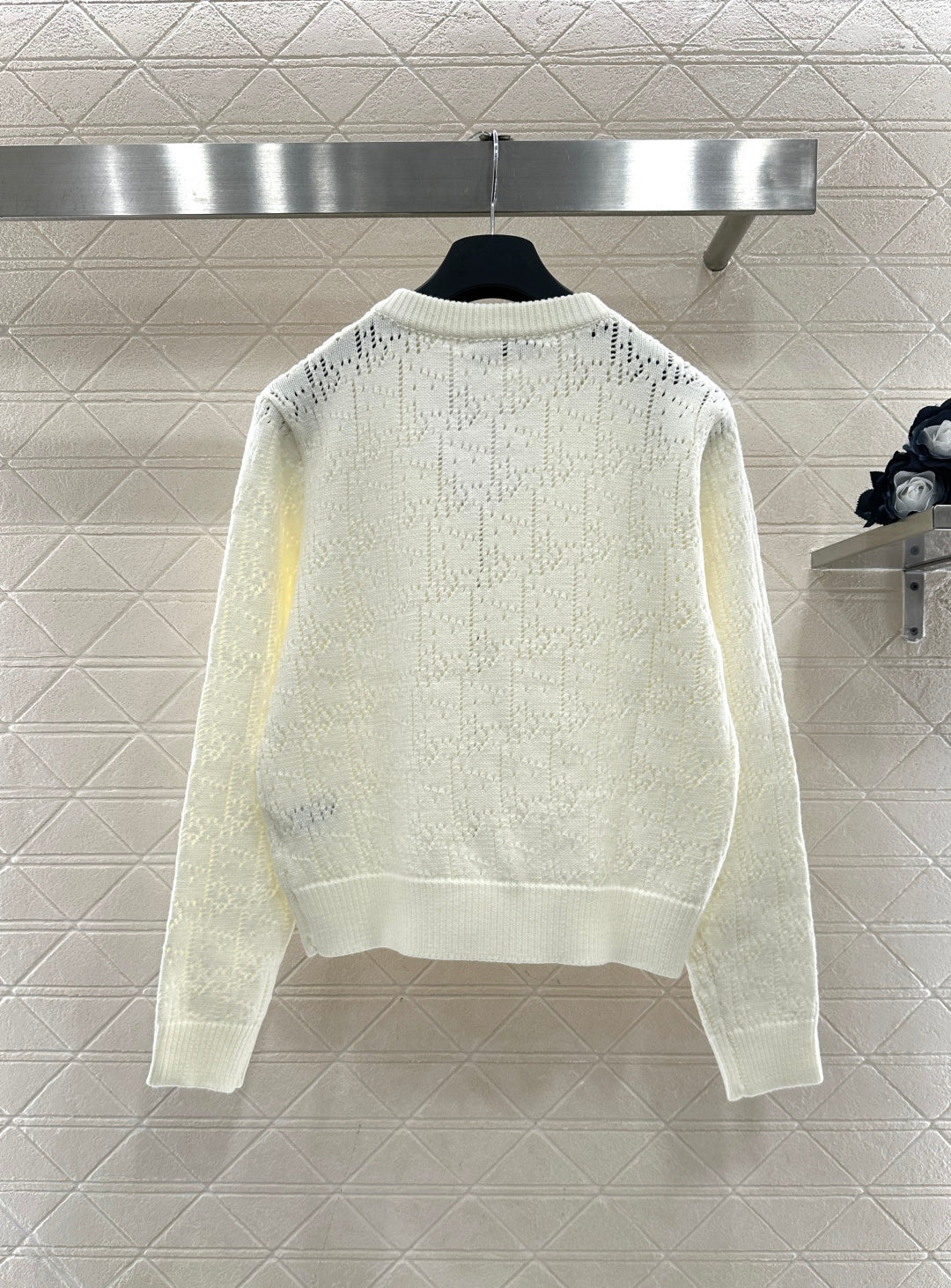 Openwork Letter Knit Cardigan