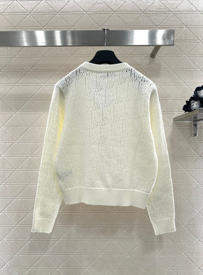 Openwork Letter Knit Cardigan