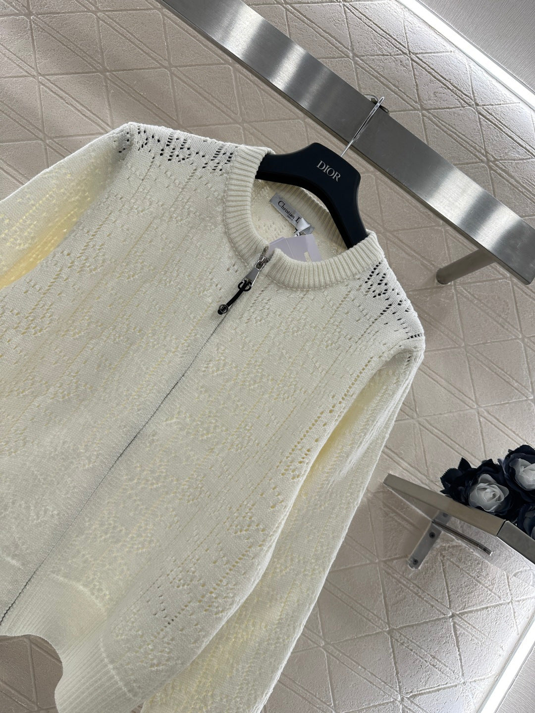 Openwork Letter Knit Cardigan