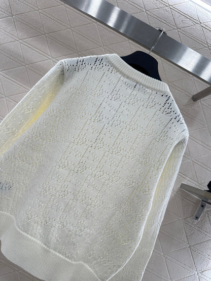 Openwork Letter Knit Cardigan
