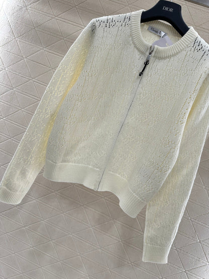 Openwork Letter Knit Cardigan