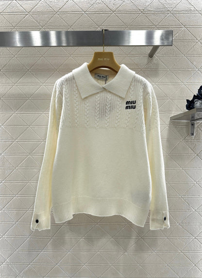 Cable-knit Sweater with Collar