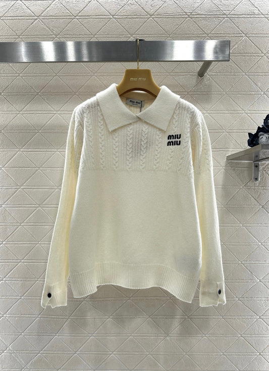 Cable-knit Sweater with Collar