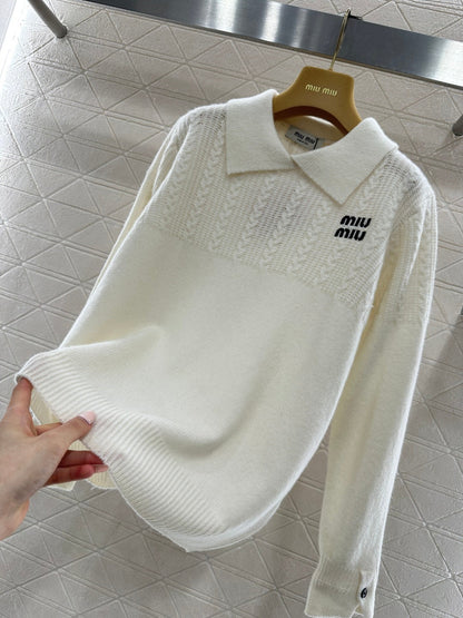 Cable-knit Sweater with Collar