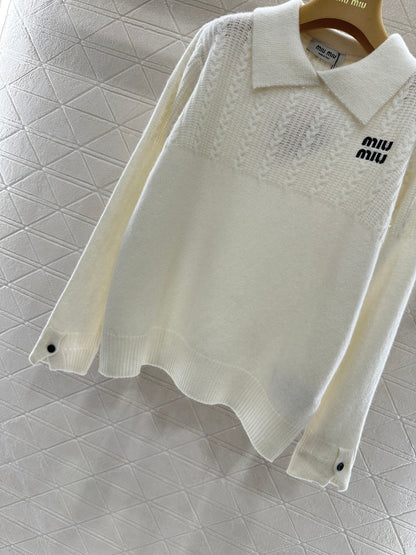 Cable-knit Sweater with Collar