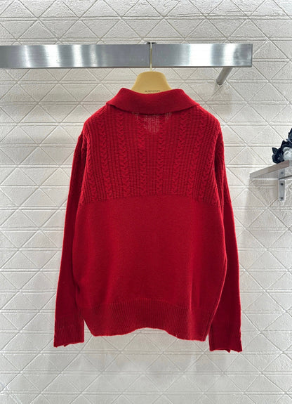 Cable-knit Sweater with Collar