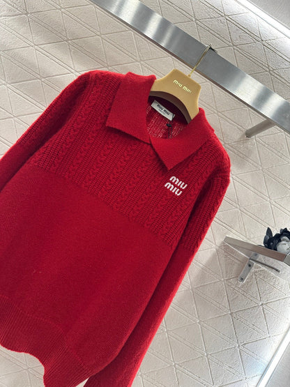 Cable-knit Sweater with Collar