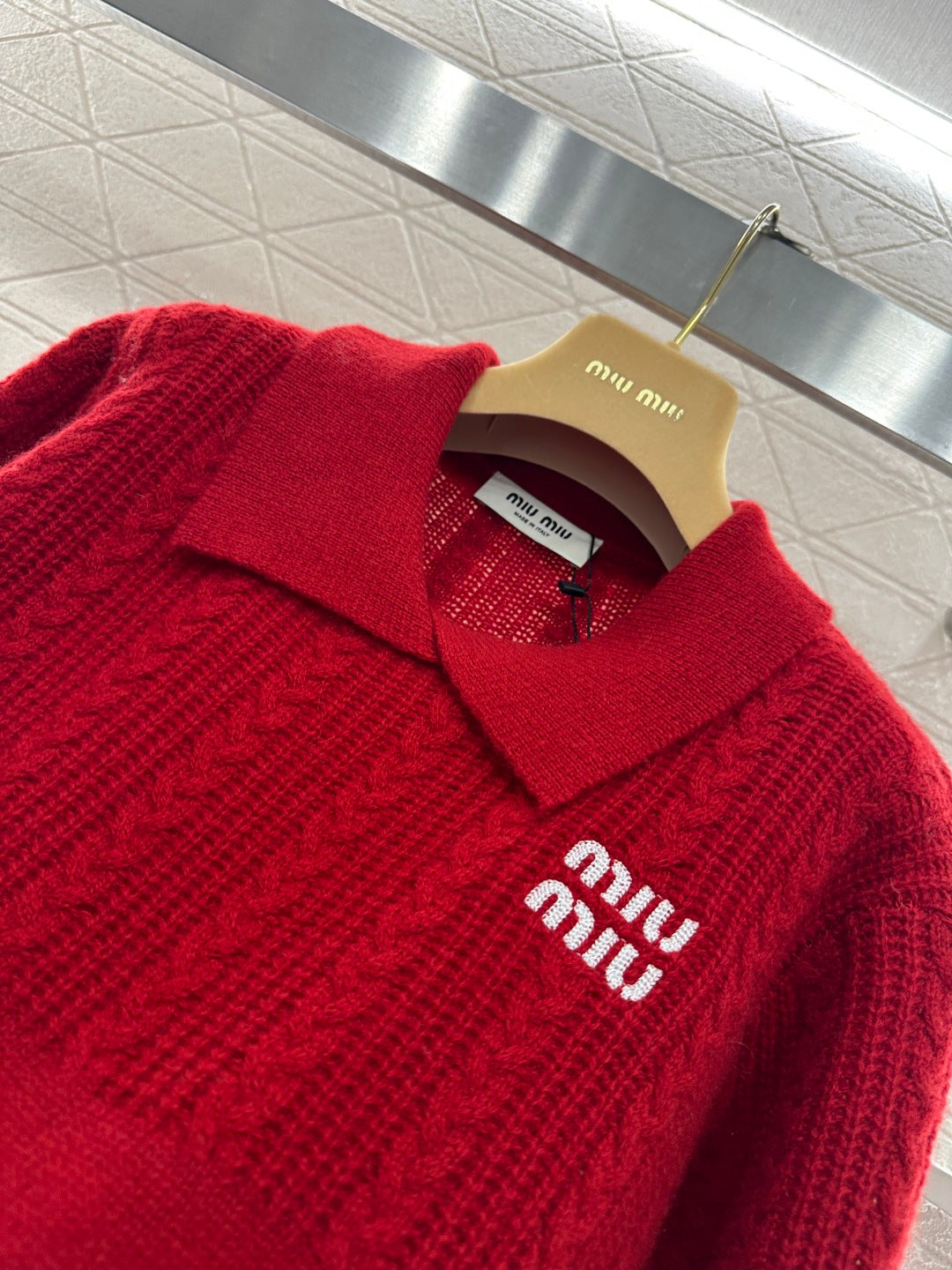 Cable-knit Sweater with Collar
