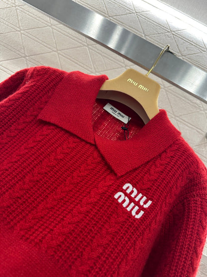 Cable-knit Sweater with Collar