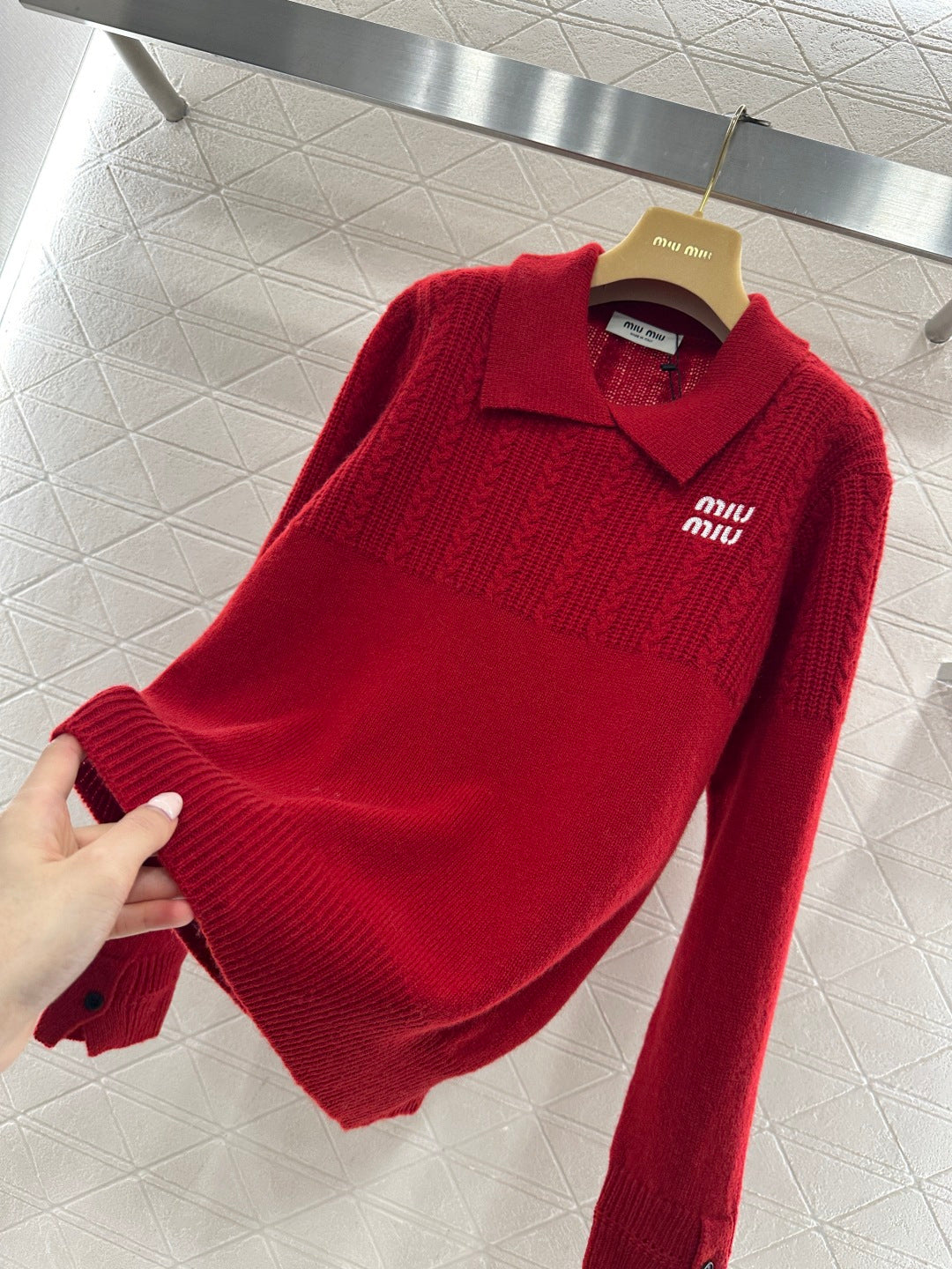 Cable-knit Sweater with Collar