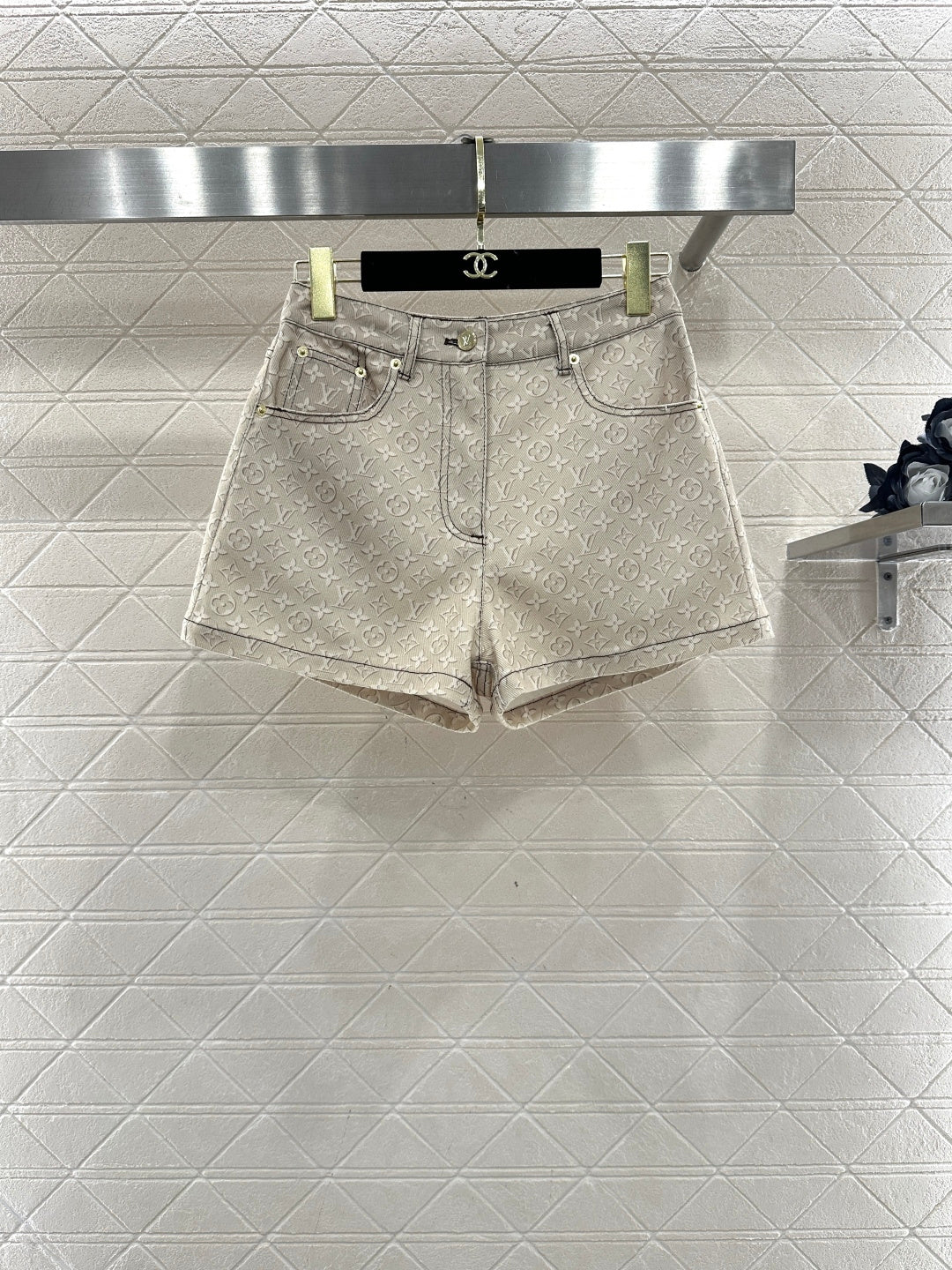 Printed Denim Shorts