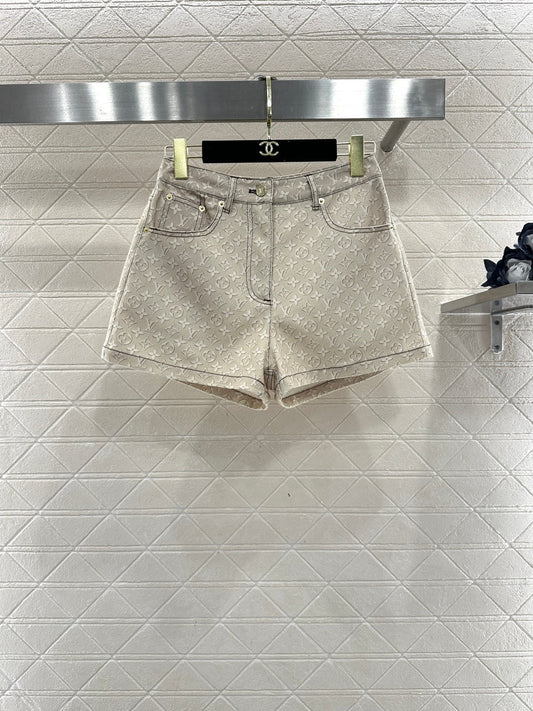 Printed Denim Shorts