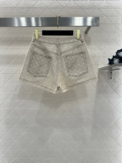 Printed Denim Shorts