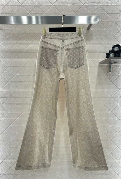 Printed Denim Pants