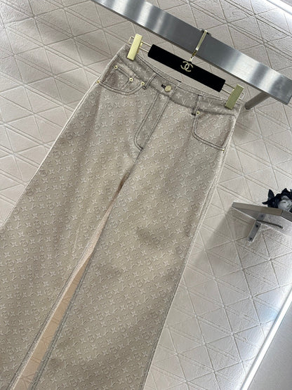 Printed Denim Pants
