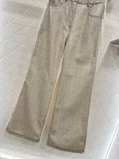 Printed Denim Pants
