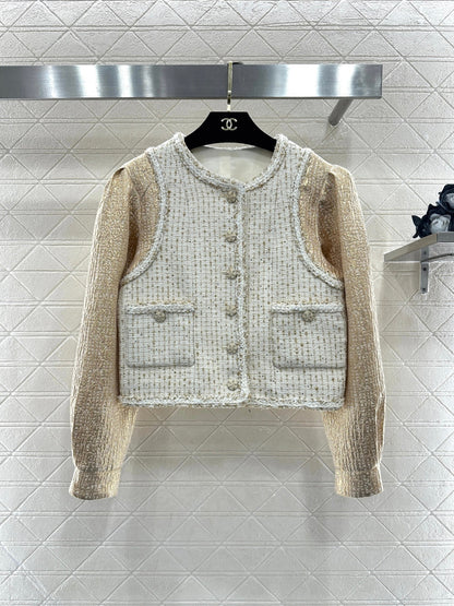 Patchwork Jacket with Hemmed Edges
