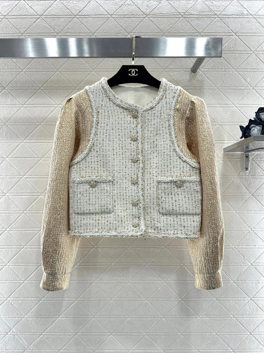 Patchwork Jacket with Hemmed Edges